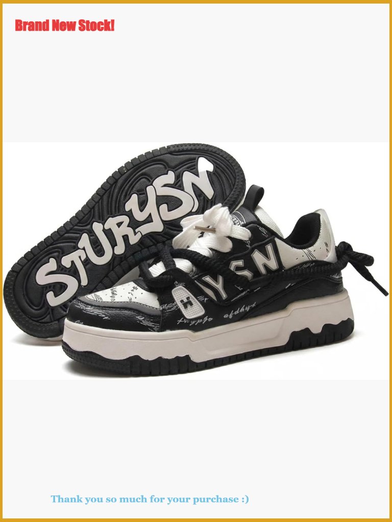 Faux Leather Chunky Platform Sneakers, Skateboard Walking Shoes, Unisex Fit